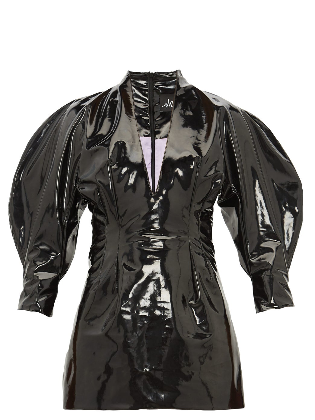 PVC o-sleeve mini dress