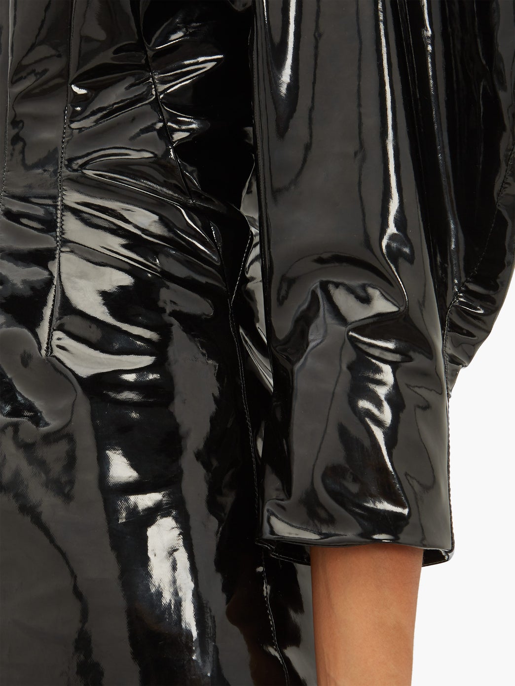 PVC o-sleeve mini dress