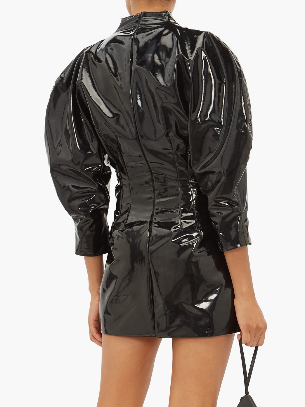PVC o-sleeve mini dress