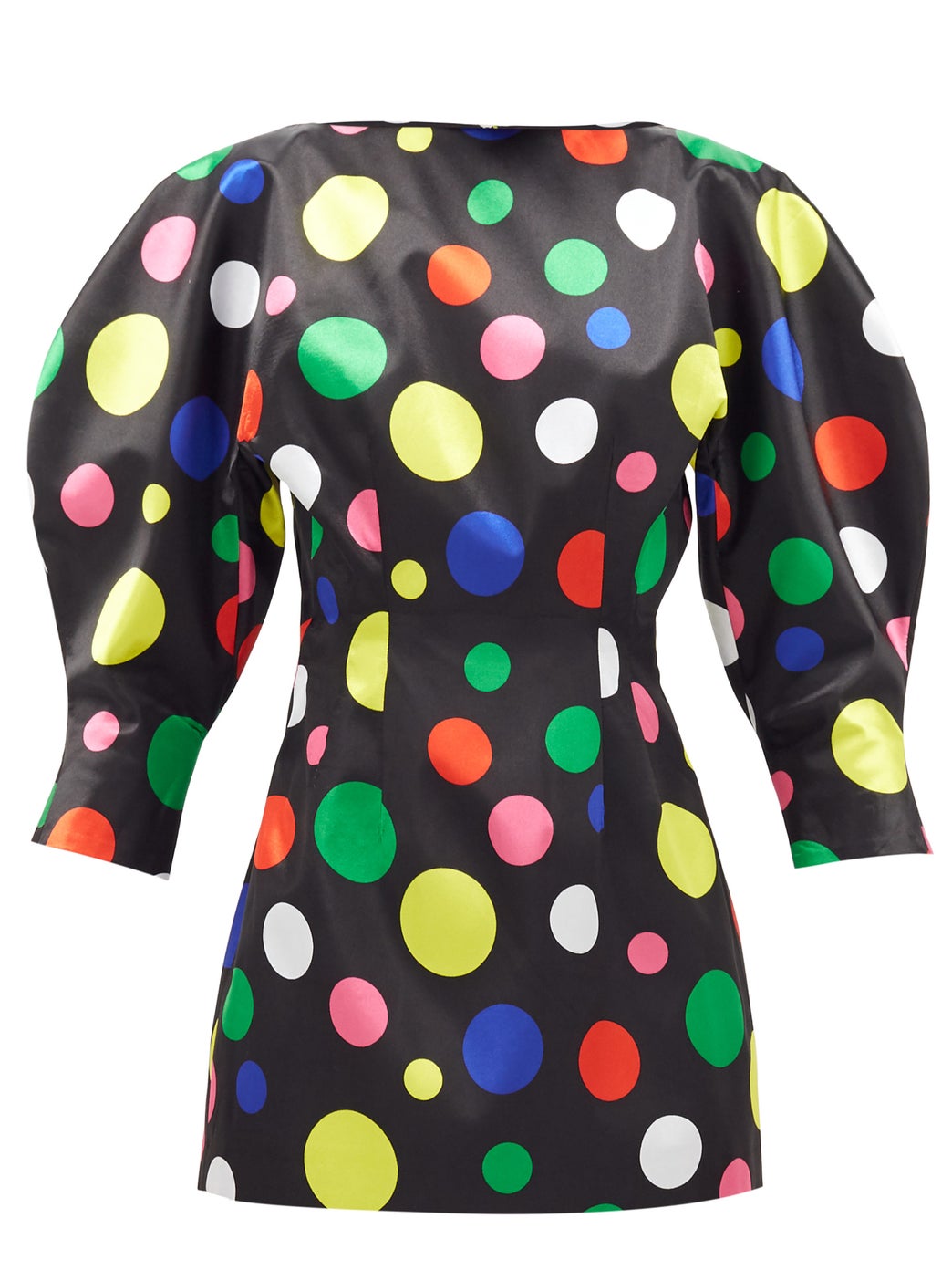 Polka dot o-sleeve mini dress