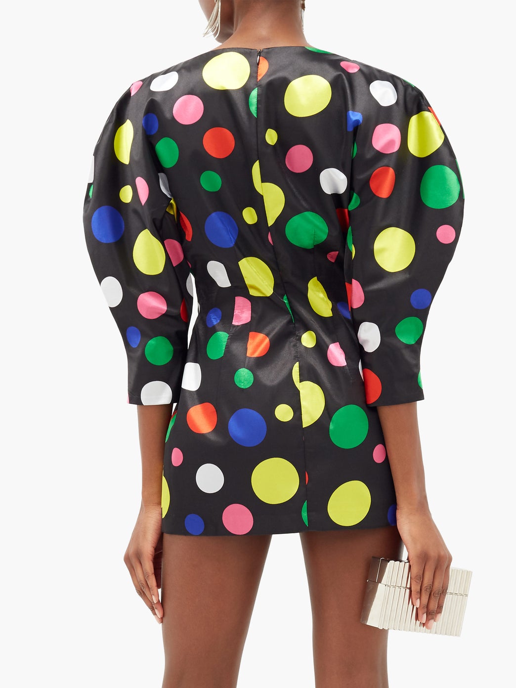 Polka dot o-sleeve mini dress