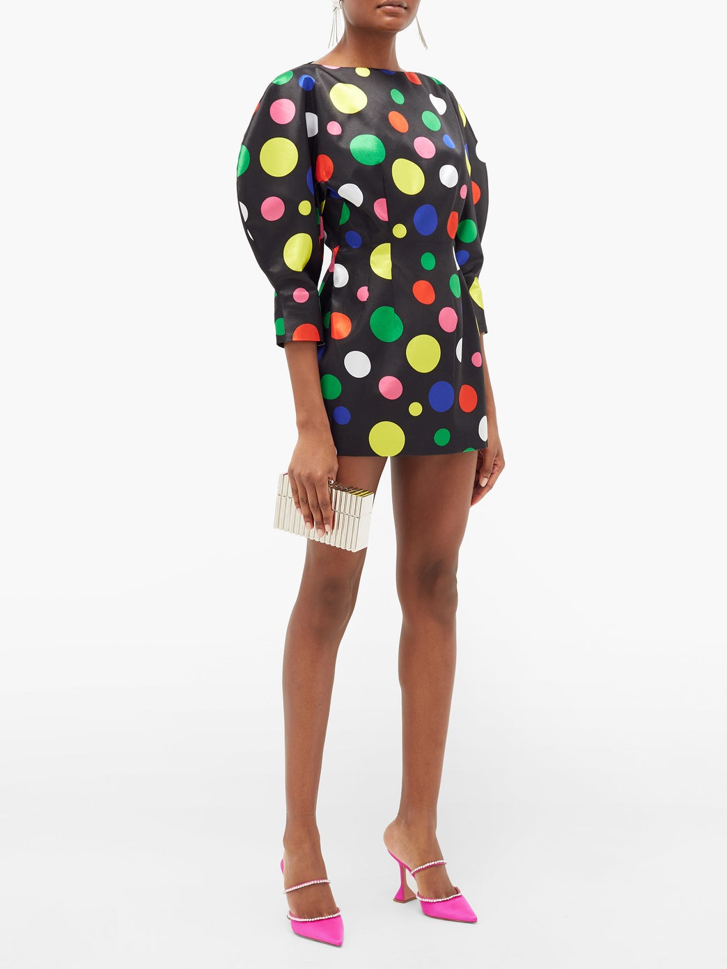 Polka dot o-sleeve mini dress