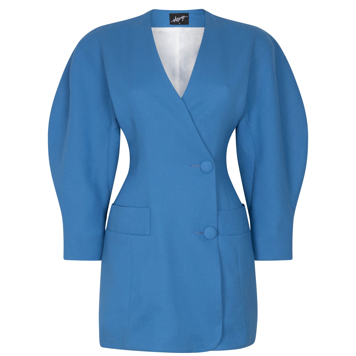 O-sleeve wool-crepe mini blazer dress