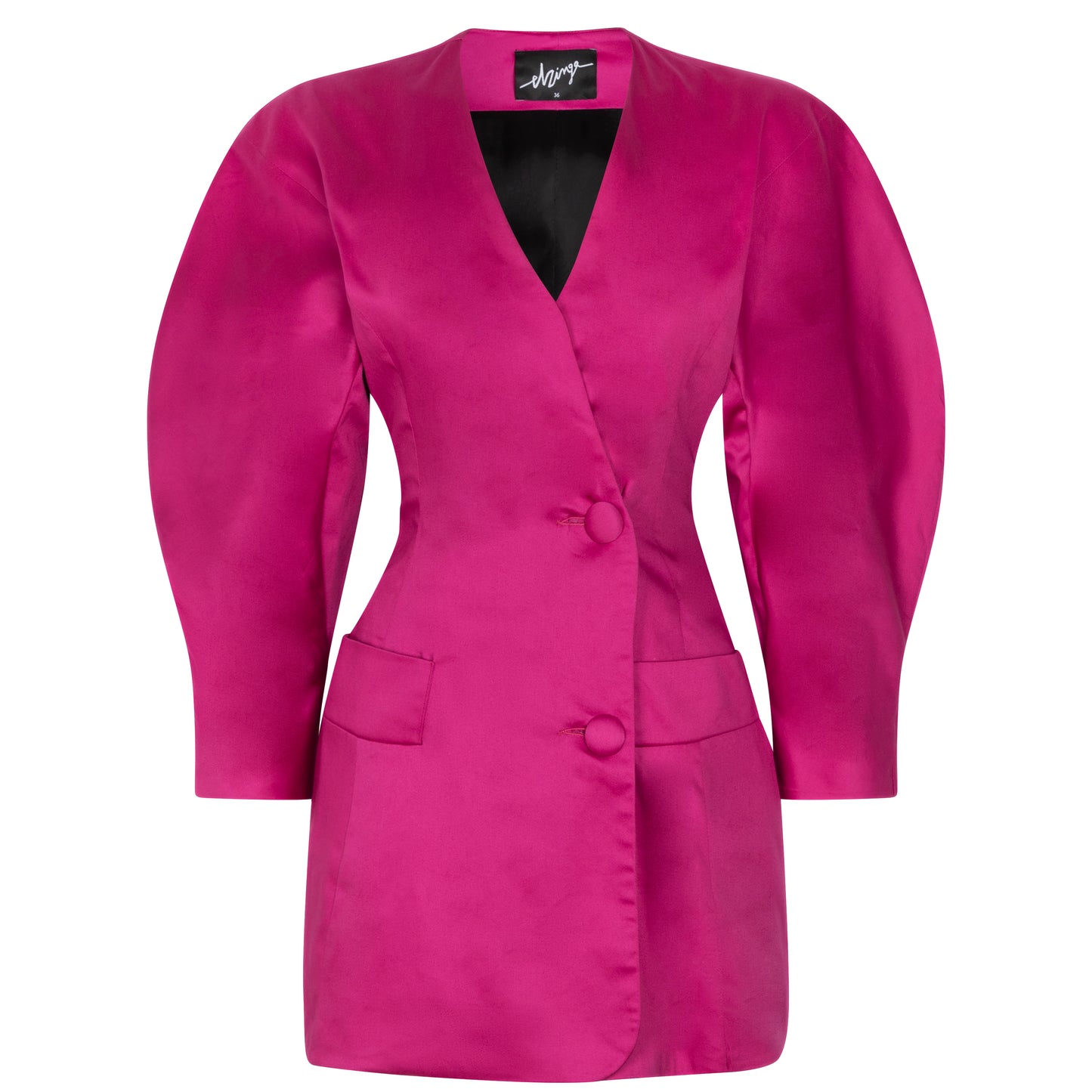 O-sleeve cotton satin mini blazer dress