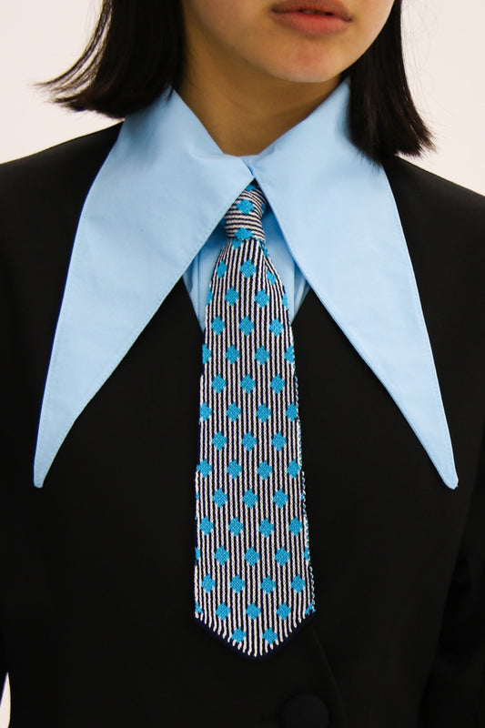 Striped polka dot knitted neck-tie