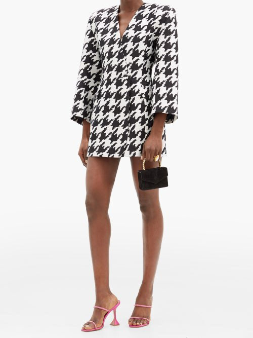 Houndstooth jacquard blazer mini dress