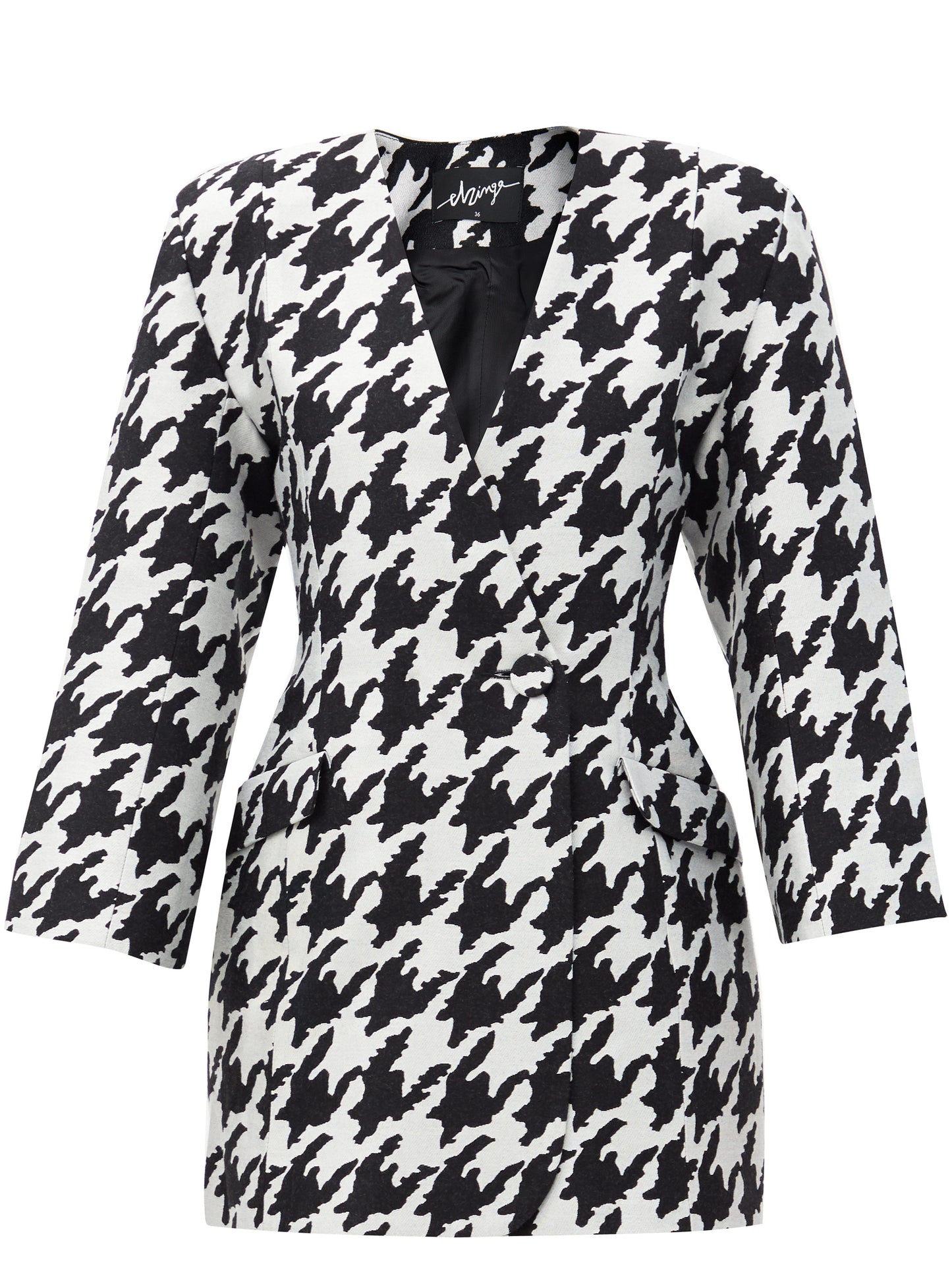 Houndstooth jacquard blazer mini dress