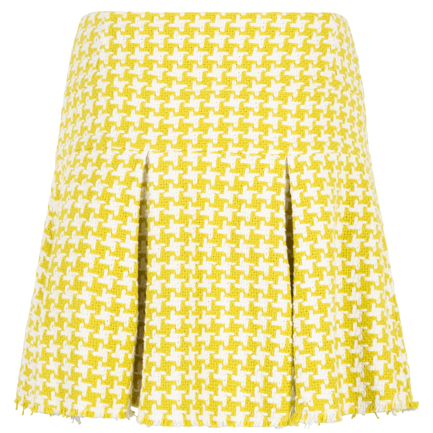 Houndstooth-bouclé pleated mini skirt