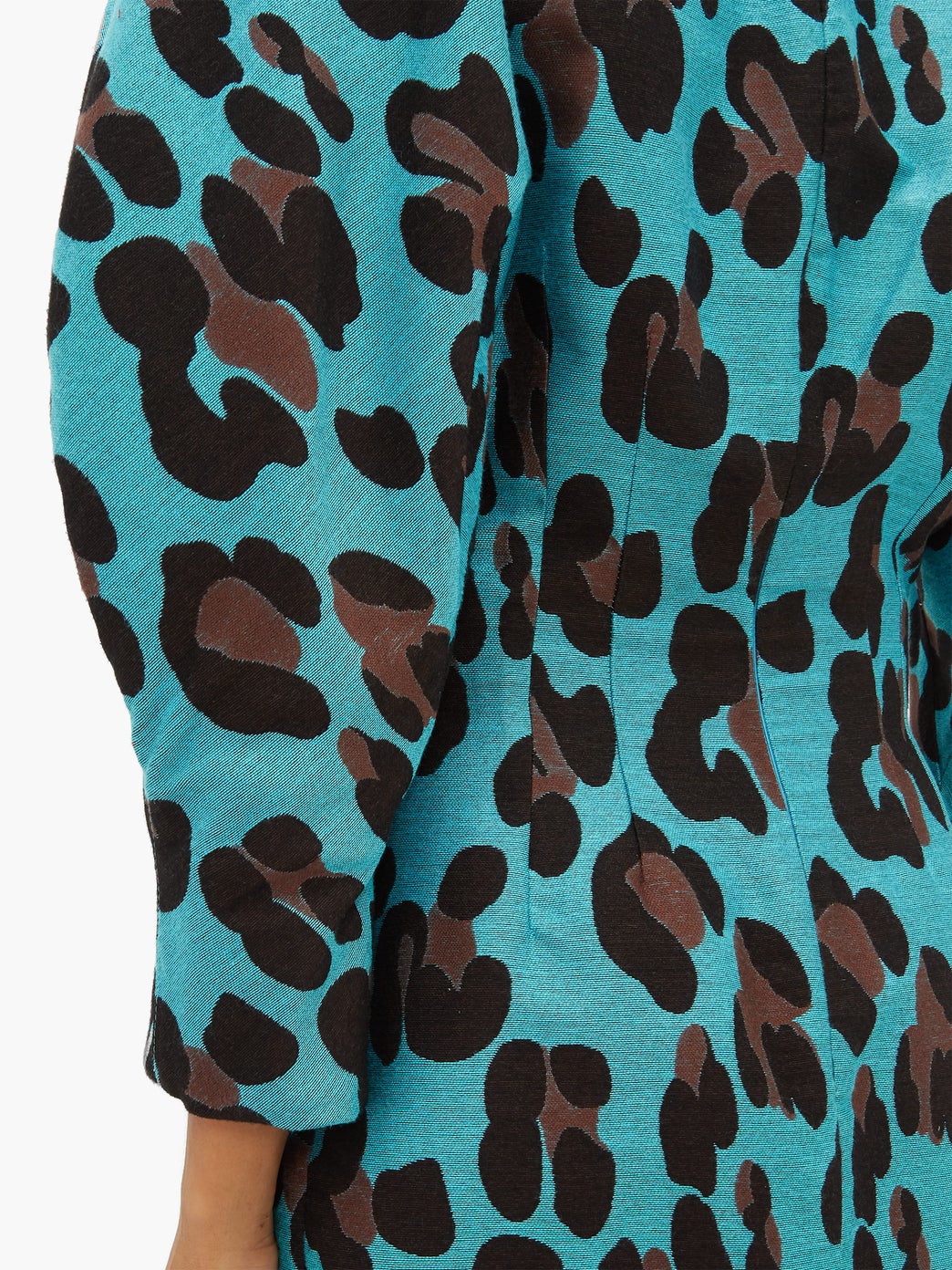 Leopard jacquard o-sleeve mini dress