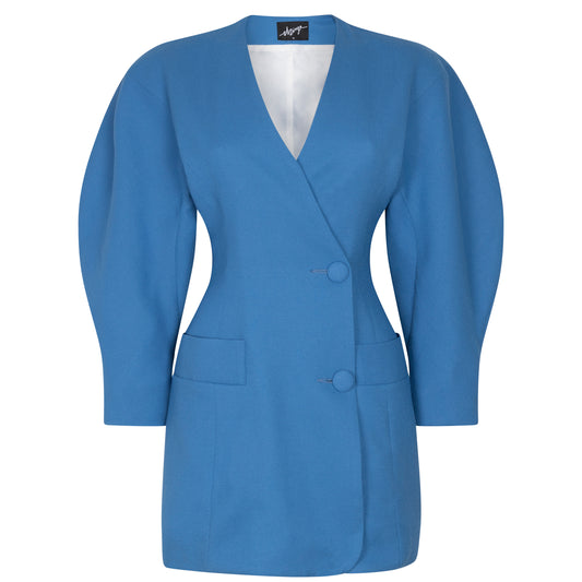 O-sleeve wool-crepe mini blazer dress